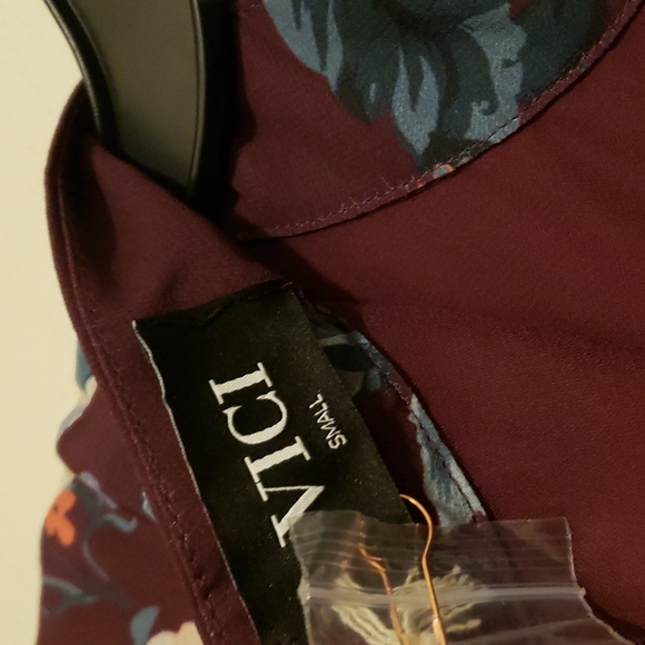 Vici exclusive x fate grape floral mock neck,  pleated dress Small - Picture 9 of 11